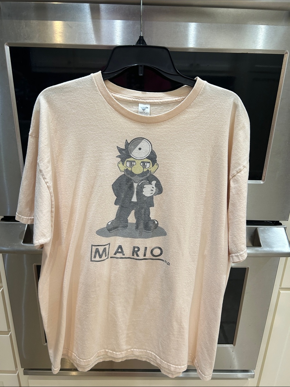 Fruit of the Loom Men's Light Beige Mario Graphic Short Sleeve Tee